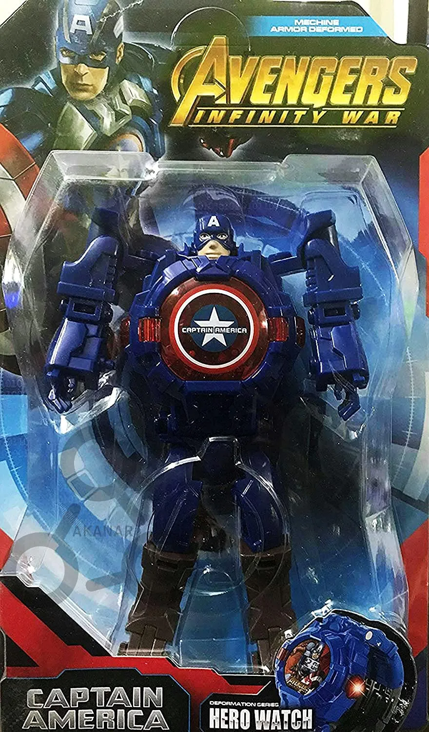 AKANAR Captain America Super Hero Action Figure Toy Robot Deformation Convertible Digital Wrist Watch for Kids (Pack of 1)
