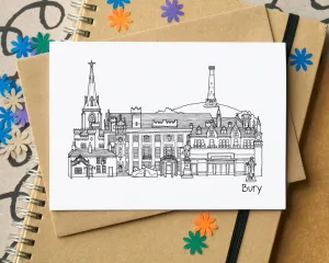 Bury Skyline Landmarks Greetings Card