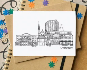 Cheltenham Skyline Landmarks Greetings Card