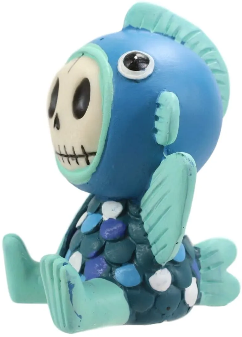 Ebros Gift Furry Bones Aqueon Flapper Fish Costume Skeleton Monster Collectible Figurine 3"H