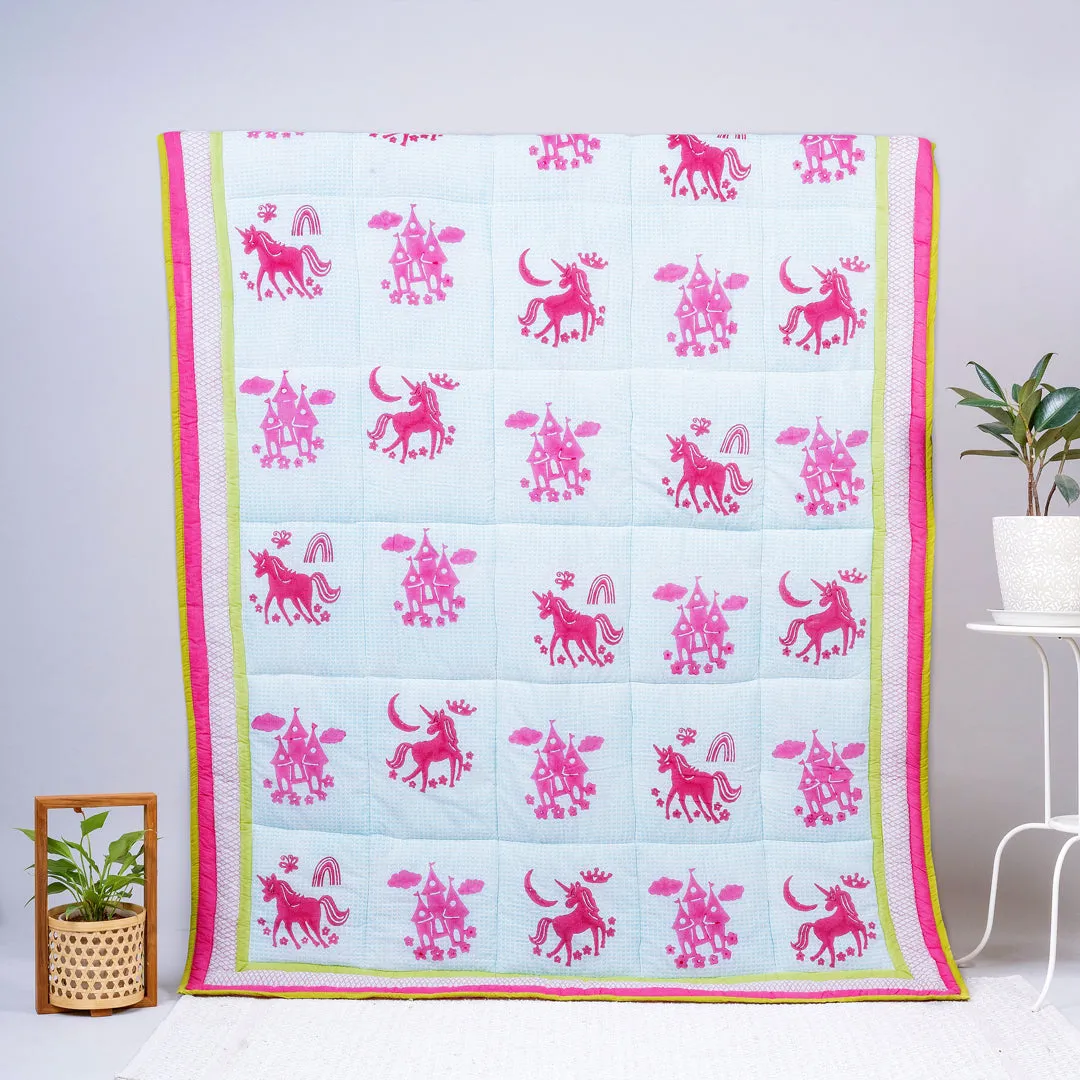 Gudgoodie Cotton Muslin Baby Quilt  - Magical Unicorns