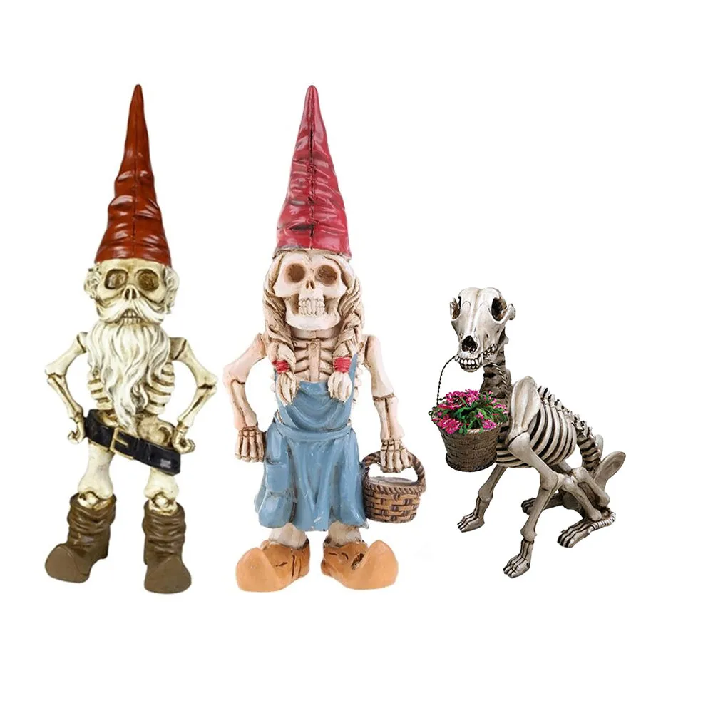 Halloween Skeleton Statue Zombie Gnome Garden Decoration