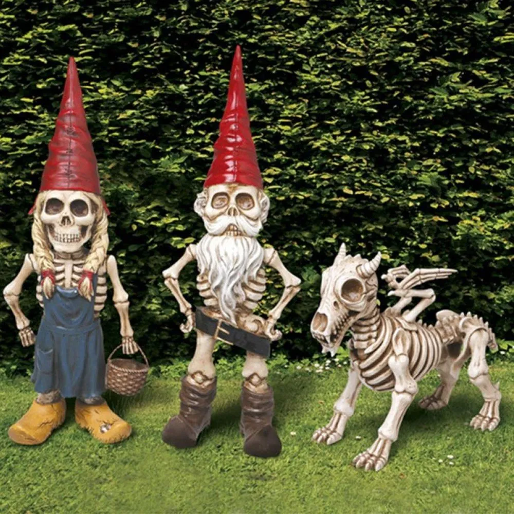 Halloween Skeleton Statue Zombie Gnome Garden Decoration