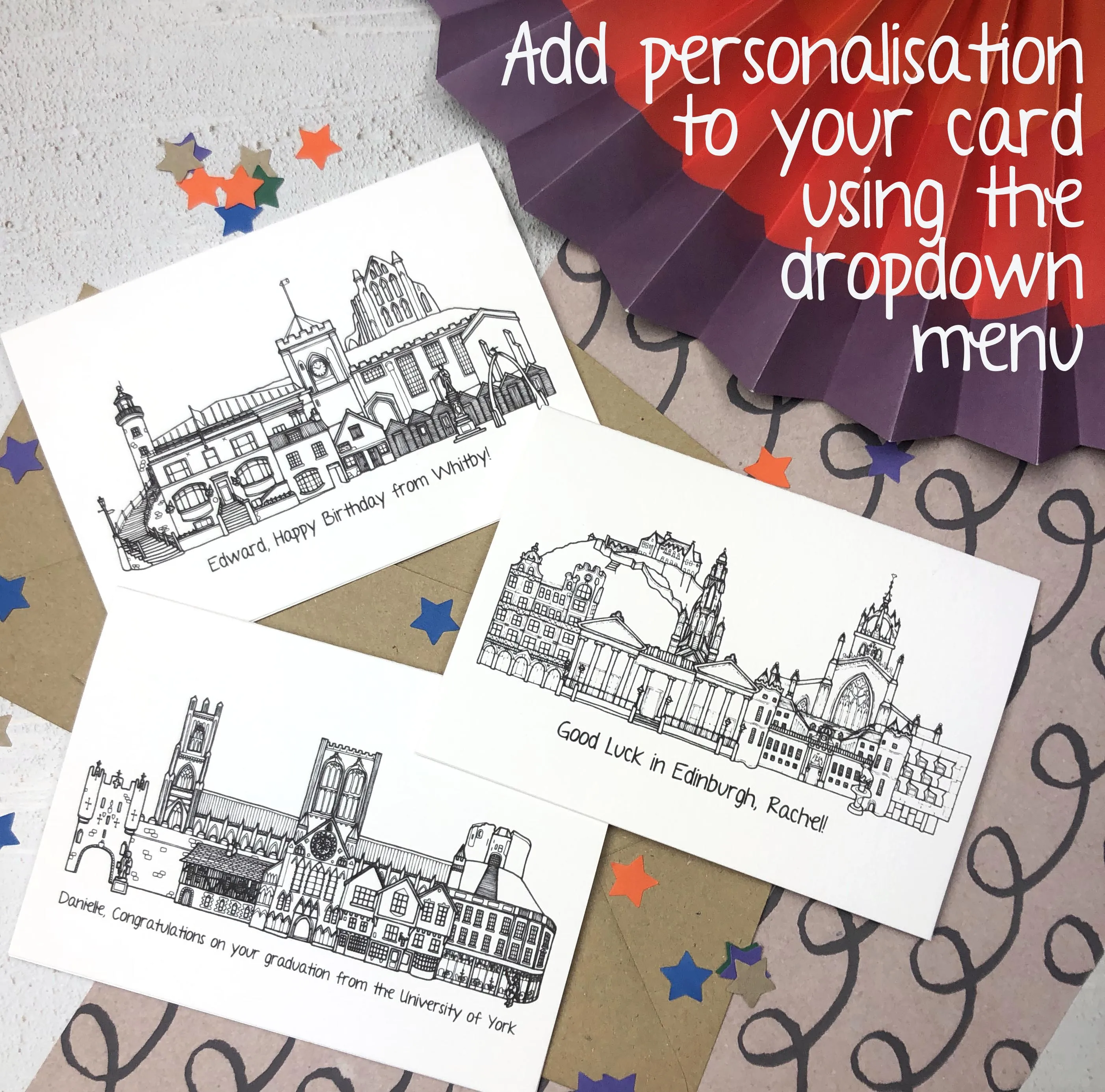 Leicester Skyline Landmarks Greetings Card