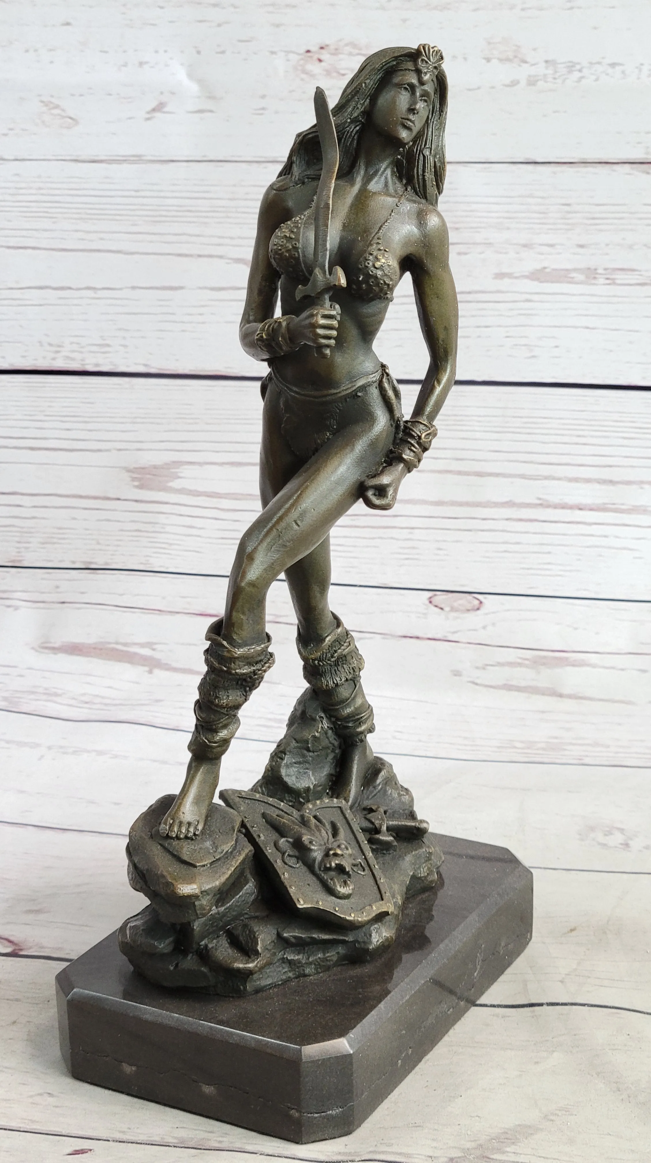 Xena Warrior Princess Fantasy Warrior Girl in Bikini Bronze Sculpture Statue Art