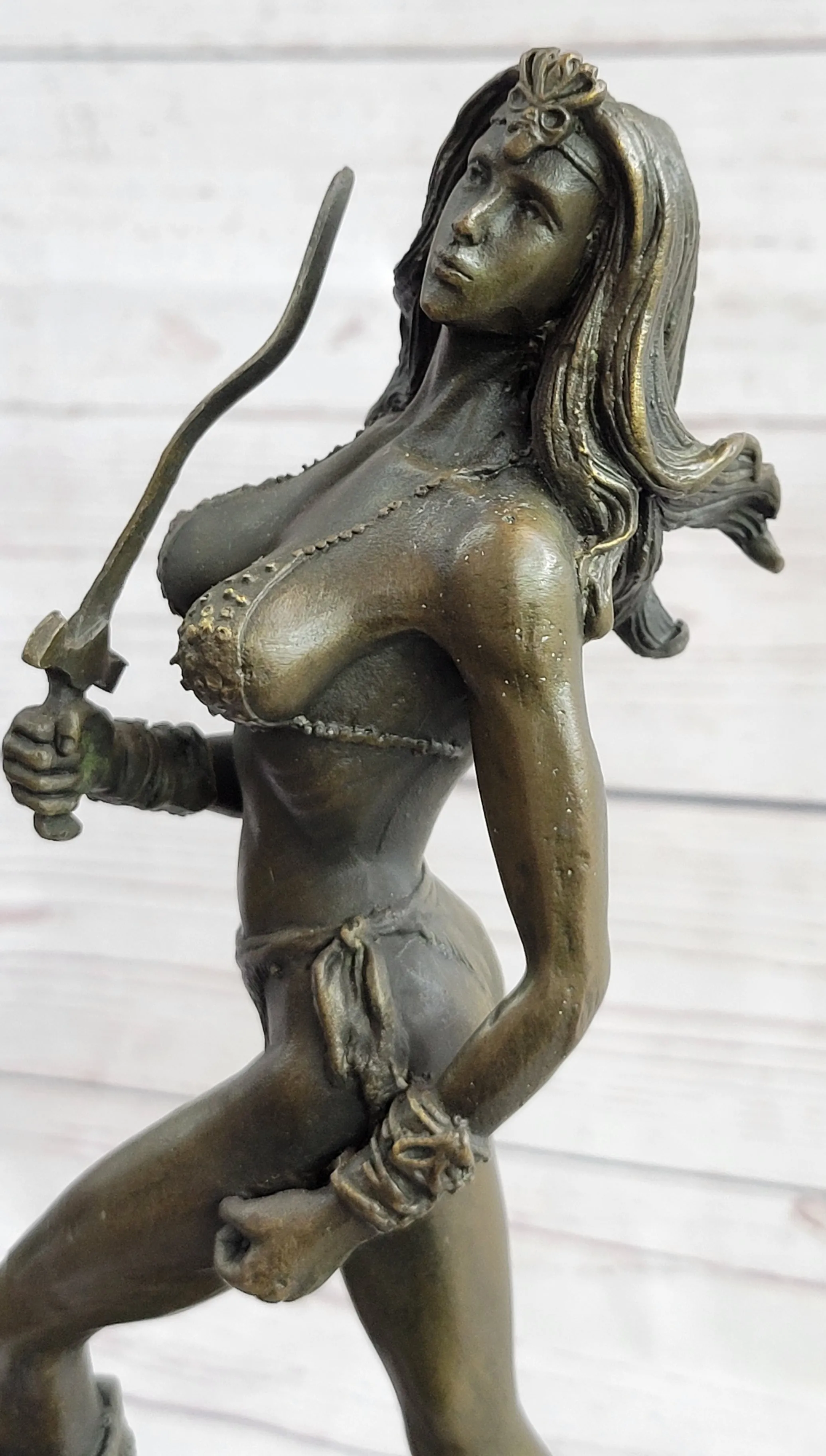 Xena Warrior Princess Fantasy Warrior Girl in Bikini Bronze Sculpture Statue Art