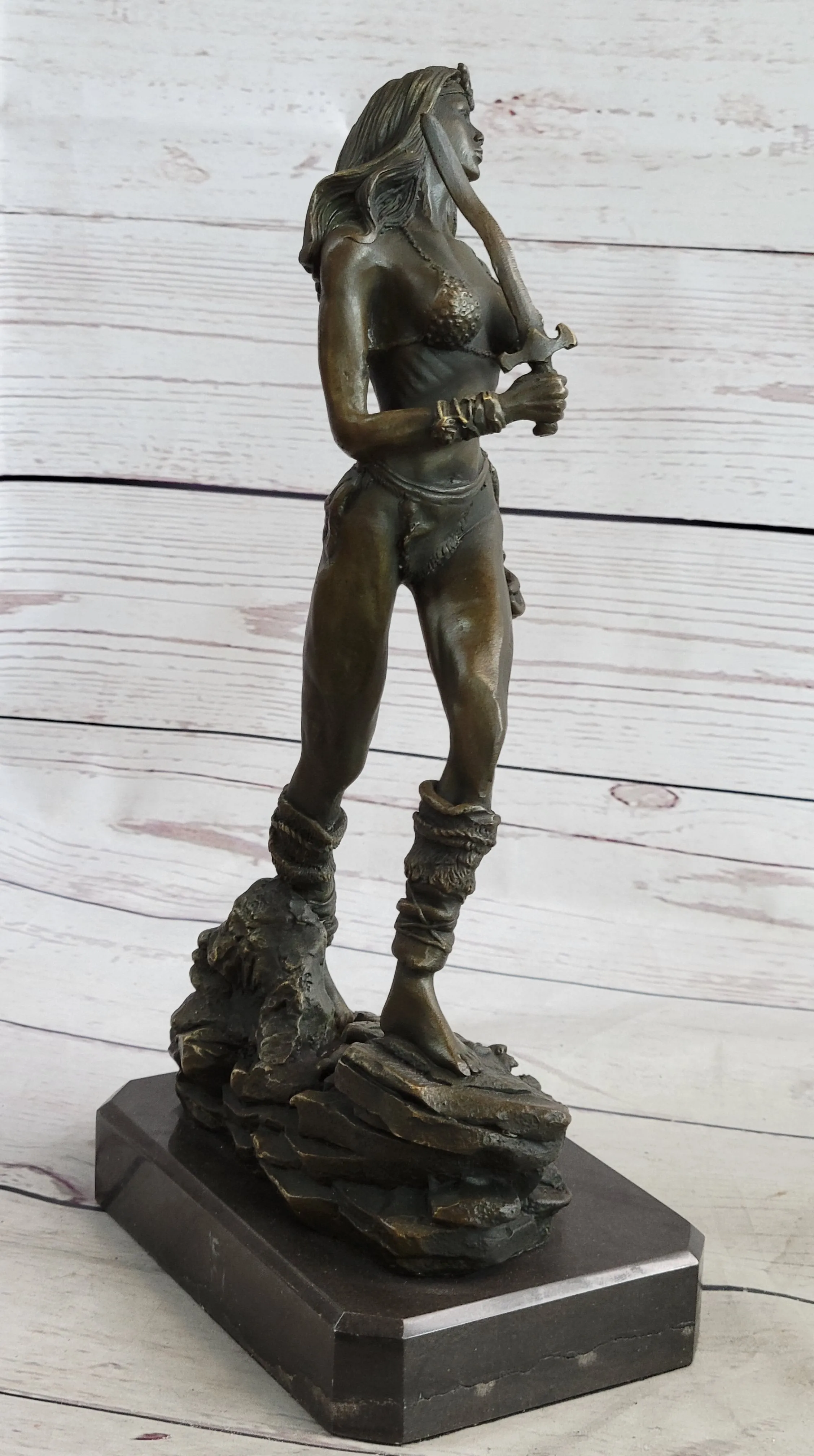 Xena Warrior Princess Fantasy Warrior Girl in Bikini Bronze Sculpture Statue Art