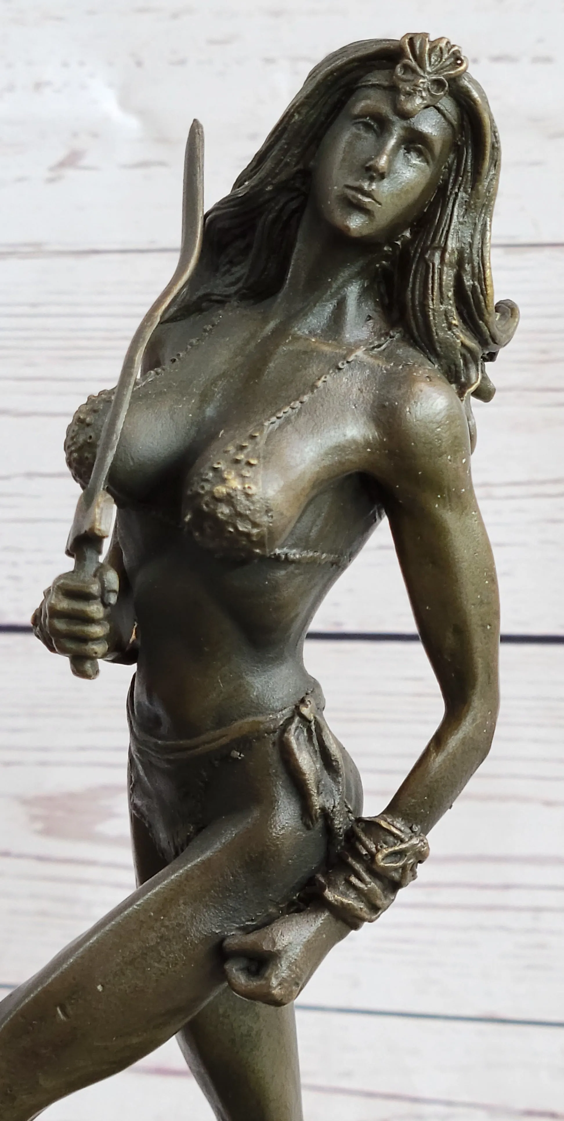 Xena Warrior Princess Fantasy Warrior Girl in Bikini Bronze Sculpture Statue Art